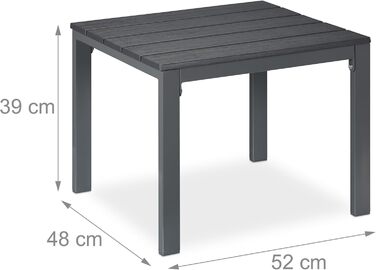 Relaxdays wetterfester Beistelltisch für Balkon, Terrasse & Garten, 39x52x48 cm, grau