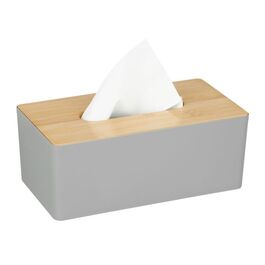 Relaxdays Graue Tücherbox mit Bambusdeckel