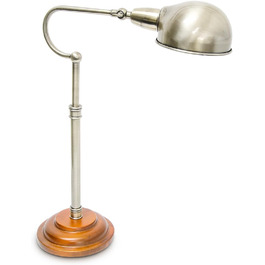 Relaxdays Tischlampe mit Messing Optik Massivholz Höhen verstellbar 10018501