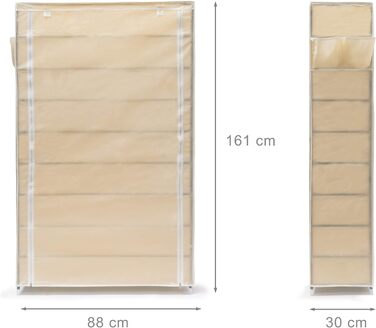 Relaxdays Schuhschrank Valentin, 9 Ablagen, HBT 161 x 88 x 30 cm, beige