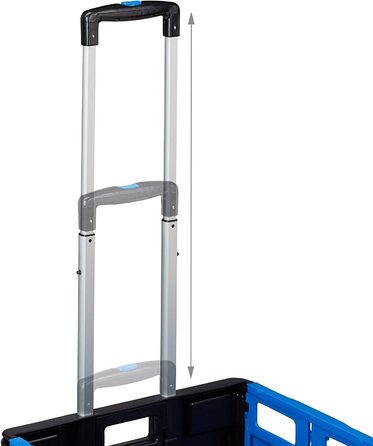 Relaxdays Einkaufstrolley klappbar, Teleskop-Griff, 2 Gummi Rollen, bis 35 kg, Shopping Trolley, Aluminium, ABS, blau