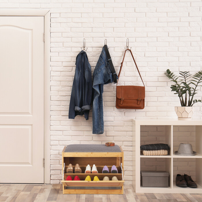 Relaxdays Schuhbank mit grauer Sitzfläche