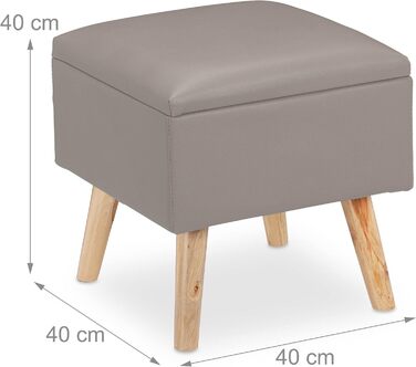 Relaxdays Sitzhocker mit Stauraum, Kunstleder, 40x40x40 cm, gepolstert, mit Deckel, Grau