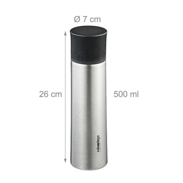 Relaxdays Trinkflasche Edelstahl 500 ml mit Becher