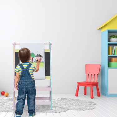 Relaxdays Kindertafel mit Papierrolle
