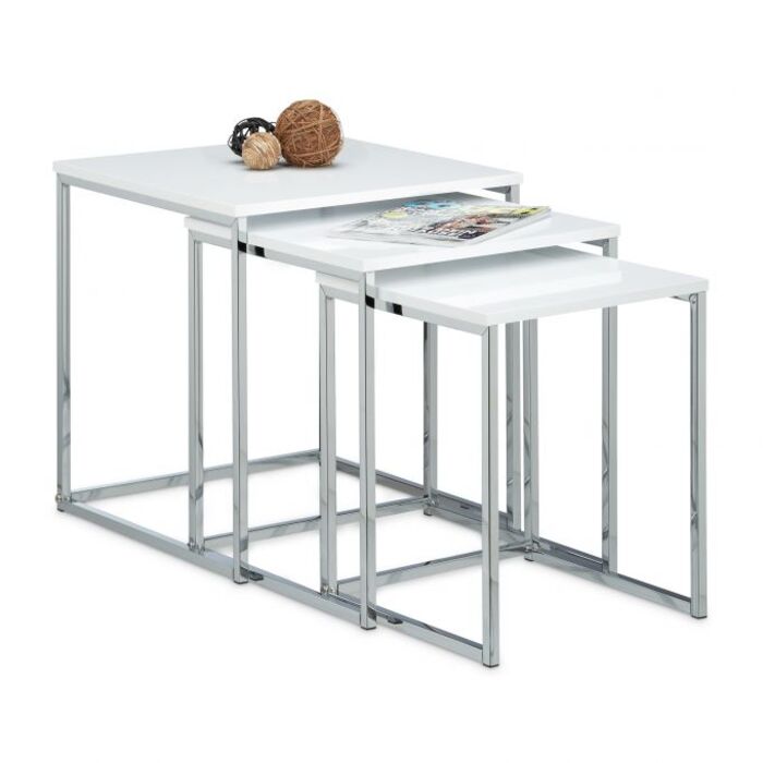 Relaxdays Beistelltische 3er Set Metallbeine