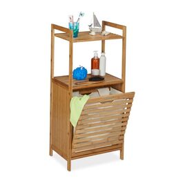 Relaxdays Wäscheschrank mit Wäschekorb Bambus