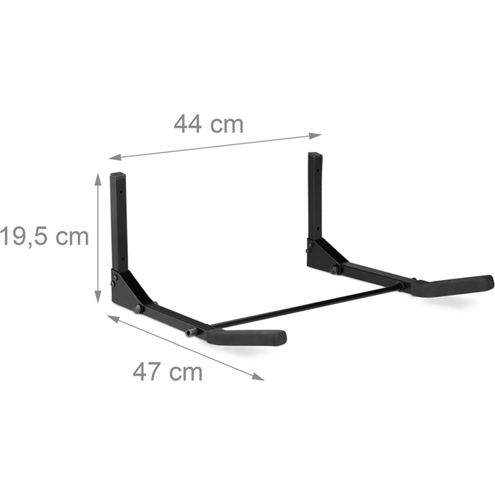 Relaxdays, schwarz Fahrrad Wandhalterung, klappbar, Radaufhängung, Tragkraft 30 kg, Radhalter HxBxT 19,5 x 44 x 47 cm, Fahrra