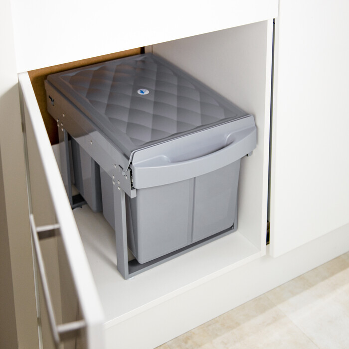 Relaxdays Einbaumülleimer 2x15 l grau