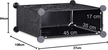 Relaxdays Schuhschrank Kunststoff, 12 Fächer, 108x94x37cm, Schwarz
