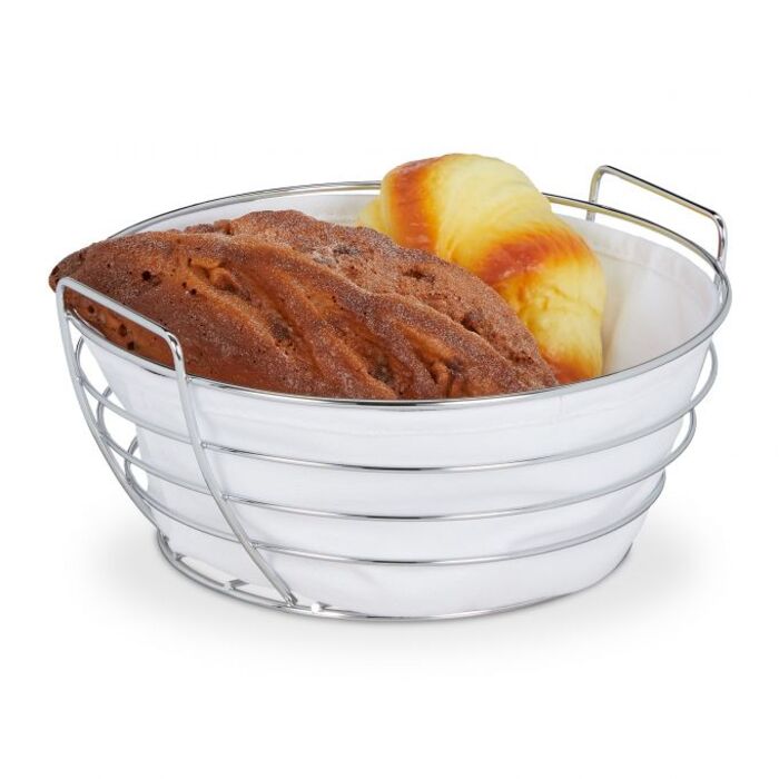Relaxdays Runder Brotkorb Metall mit Stoffeinsatz