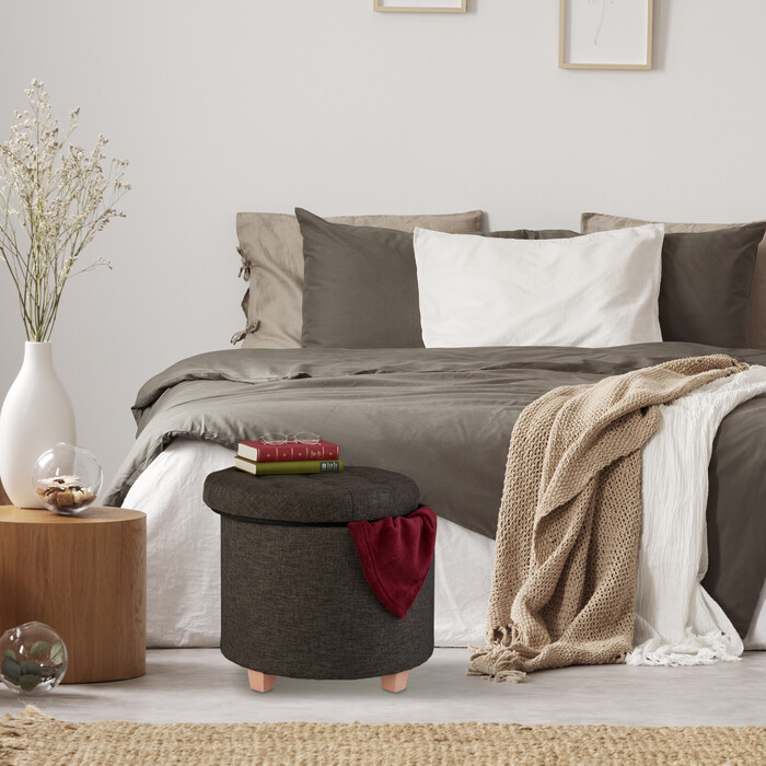 Relaxdays Runder Sitzhocker mit Stauraum