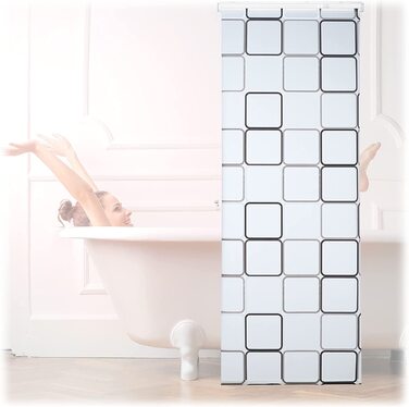 Relaxdays Duschrollo Square, wasserabweisend, Retro Badrollo Wanne u. Dusche, Deckenmontage, 80x240 cm, semitransparent
