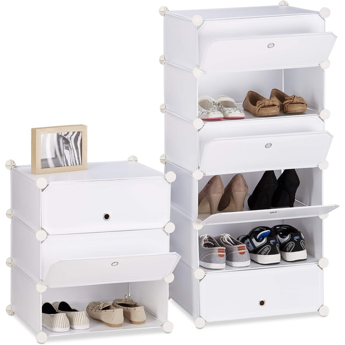 Relaxdays Schuhregal 10 Ebenen, 176x49x37 cm, weiß