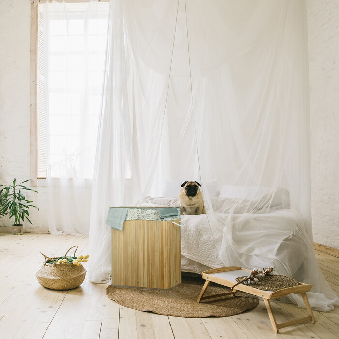Relaxdays Bambus Wäschekorb 2 Fächer
