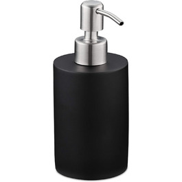 Relaxdays Seifenspender, 180ml, nachfüllbar, Bad, WC, Küche, Flüssigseifenspender, Polyresin, Edelstahlpumpe