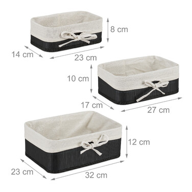 Relaxdays Aufbewahrungskorb 3er Set aus Bambus