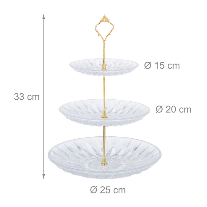 Relaxdays 3-stöckige Etagere aus Glas