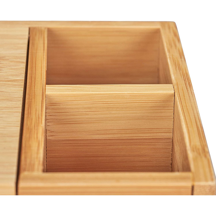 Relaxdays Tuchspender, Bad & Büro, 2 Fächer, modern, Bambus Organizer, HBT 9x30,5x14,5cm, Natur, 1 Stück, Hellbraun