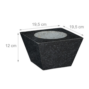 Relaxdays Eckiger Mörser mit Stößel aus Granit