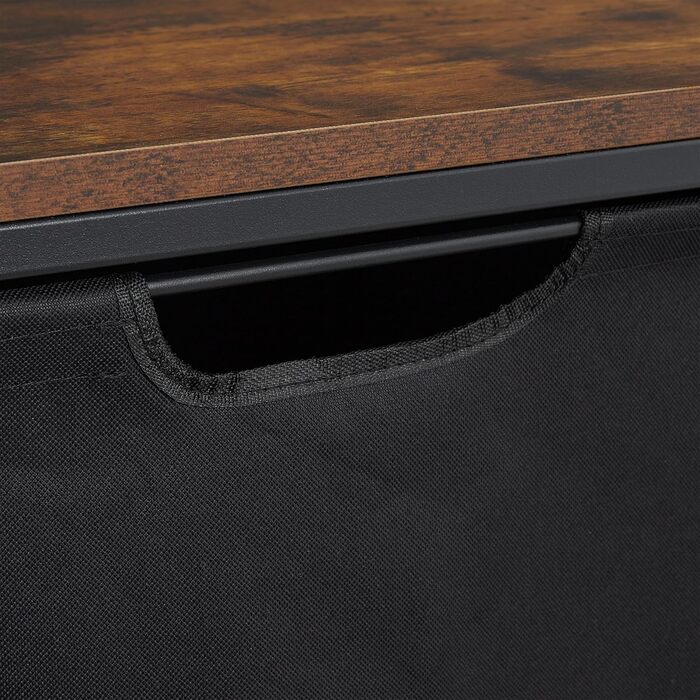 Relaxdays Wäschekorbregal, 3 Fächer, rollbar, Wäschesammler, Industrial Design, schwarz/braun