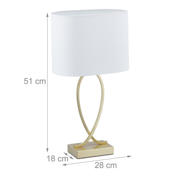 Relaxdays Goldene Tischlampe mit Stoffschirm