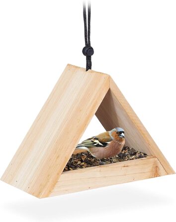 Relaxdays Vogelhaus, unbehandelt, Futterhaus für Wildvögel, Garten & Balkon, HBT 16x23,5x12cm