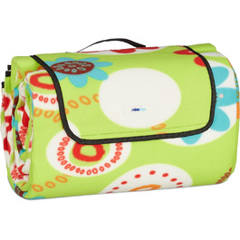 Relaxdays XXL Picknickdecke, 200x300 cm, isoliert, wasserdicht, Blumen, Fleece Stranddecke, weich, mit Tragegriff, bunt 200x300 cm Bunt