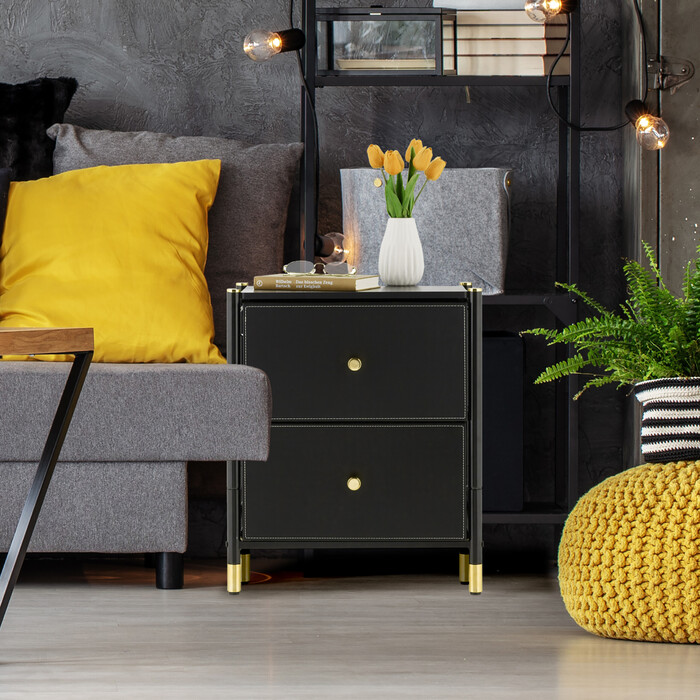 Relaxdays Beistellschrank mit 2 Schubladen