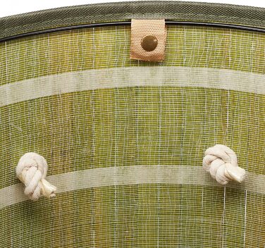 Relaxdays Wäschekorb Bambus, faltbar, 70 l, Wäschesack Baumwolle, rund Ø 41 cm, mit Deckel, grün