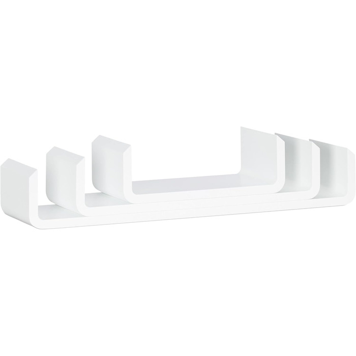 Relaxdays Regalbrett 3er Set, Hängeregal Wand, Wandboard Holz, Gewürzregal hängend, Wandregal, U-Form, MDF, weiß