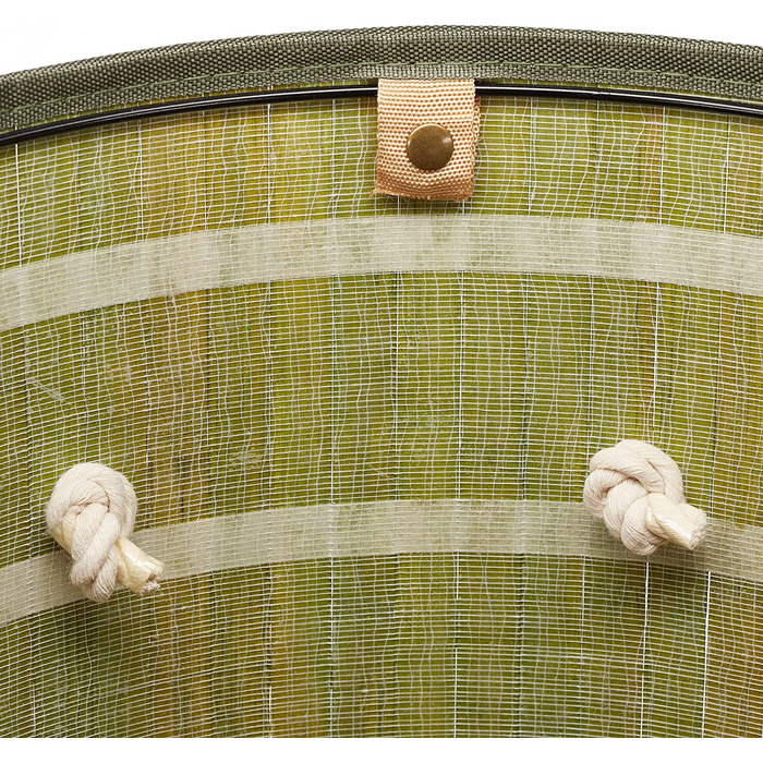 Relaxdays Wäschekorb Bambus, faltbar, 70 l, Wäschesack Baumwolle, rund Ø 41 cm, mit Deckel, grün