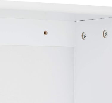 Relaxdays Badschrank, 3 Fächer, Lamellentür, 70x42x16,5 cm, platzsparend, weiß