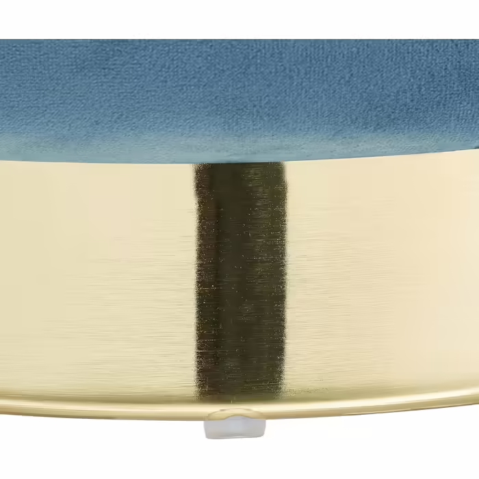 Relaxdays Samthocker mit Stauraum, rund, eleganter Polsterhocker, HxD: 43,5x39 cm, Petrol/Gold