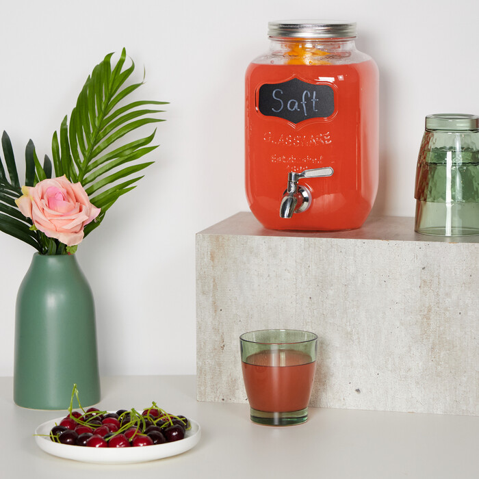 Relaxdays Getränkespender mit Fruchteinsatz 4L