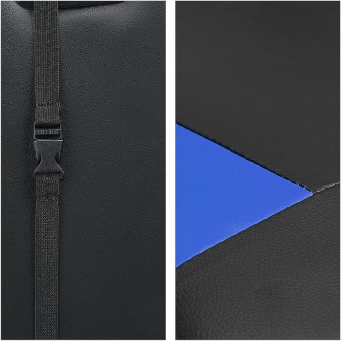 Relaxdays Gaming Stuhl, Racing Look, drehbar, höhenverstellbar, Kopf-& Lendenkissen, HxBxT: 133x68x60 cm, schwarz-blau