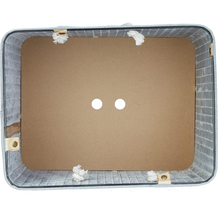 Wäschekorb Bambus, mit Deckel, XL, 83 L, faltbar, 65,5x43,5x33,5 cm, blau (Grau, Creme, 2)