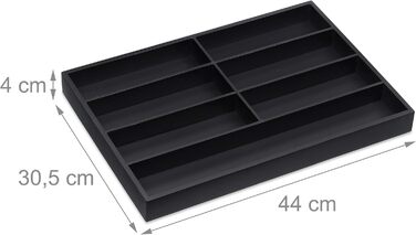 Relaxdays Besteckkasten Bambus, 7 Fächer, HBT 4 x 44 x 30,5cm, schwarz