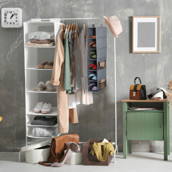 Relaxdays Kleiderschrank Hängeregal mit 6 Fächern