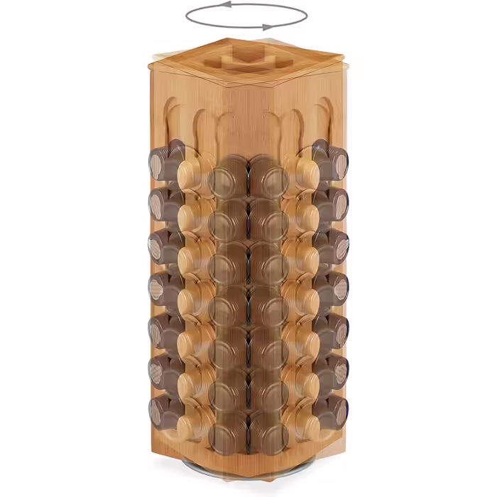 Relaxdays Kapselhalter für Cafissimo Kaffeekapseln, drehbar, Kaffee Kapselspender, , HBT: 40,5 x 14 x 14 cm, natur