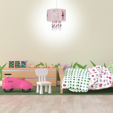Relaxdays Kinder-Hängelampe, Ballerina-Motiv, rosa, 30x30x140 cm
