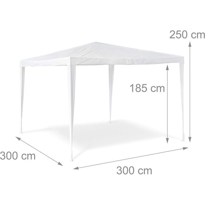Relaxdays Pavillon Zelt HBT: 2,5 x 3 x 3 m Gartenpavillon mit quadratischer Fläche und Dach aus 100% PE Partyzelt für Festival oder Feier Pavilion mit Stahlgestell Pavillion, (Weiß)