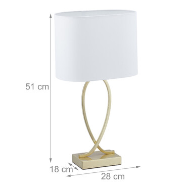 Relaxdays Goldene Tischlampe mit Stoffschirm