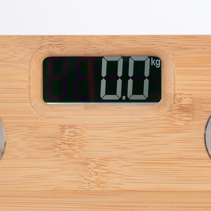Relaxdays Digitale Personenwaage, Bambus, bis 180 kg, automatisches EIN/AUS, kg & lbs, Natur