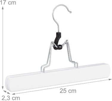 Relaxdays Hosenspanner Holz, 12 Stk., 360° drehbarer Haken, Filzschutz, HBT: 17x25x2,3cm, Kleiderbügel Hose, weiß