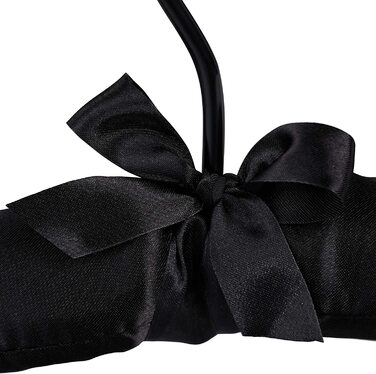 Relaxdays Kleiderbügel Satin,  weich gepolstert, 360° drehbarer Haken, dekorative Schleife, 38 cm breit, (10er Pack, Schwarz)