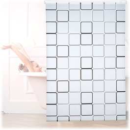Relaxdays Duschrollo Square, wasserabweisend, Retro Badrollo Wanne u. Dusche, Deckenmontage, 80x240 cm, semitransparent (240 x 140 x 5 cm)
