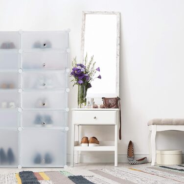 Relaxdays Schuhregal, DIY 12 Fächer, XXL Steckregal, mit Türen