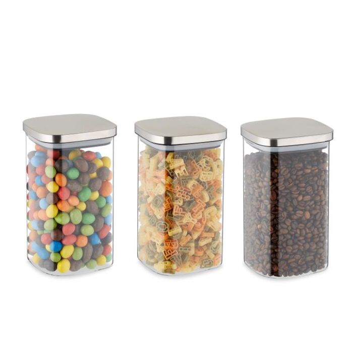 Relaxdays 3er Set Vorratsgläser mit Deckel 1200 ml