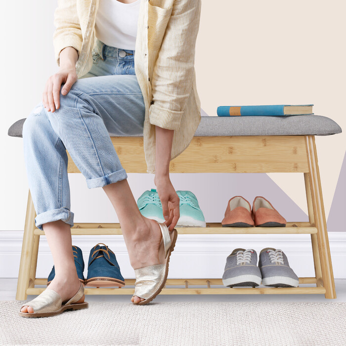 Relaxdays Schuhbank mit Sitzfläche und Stauraum